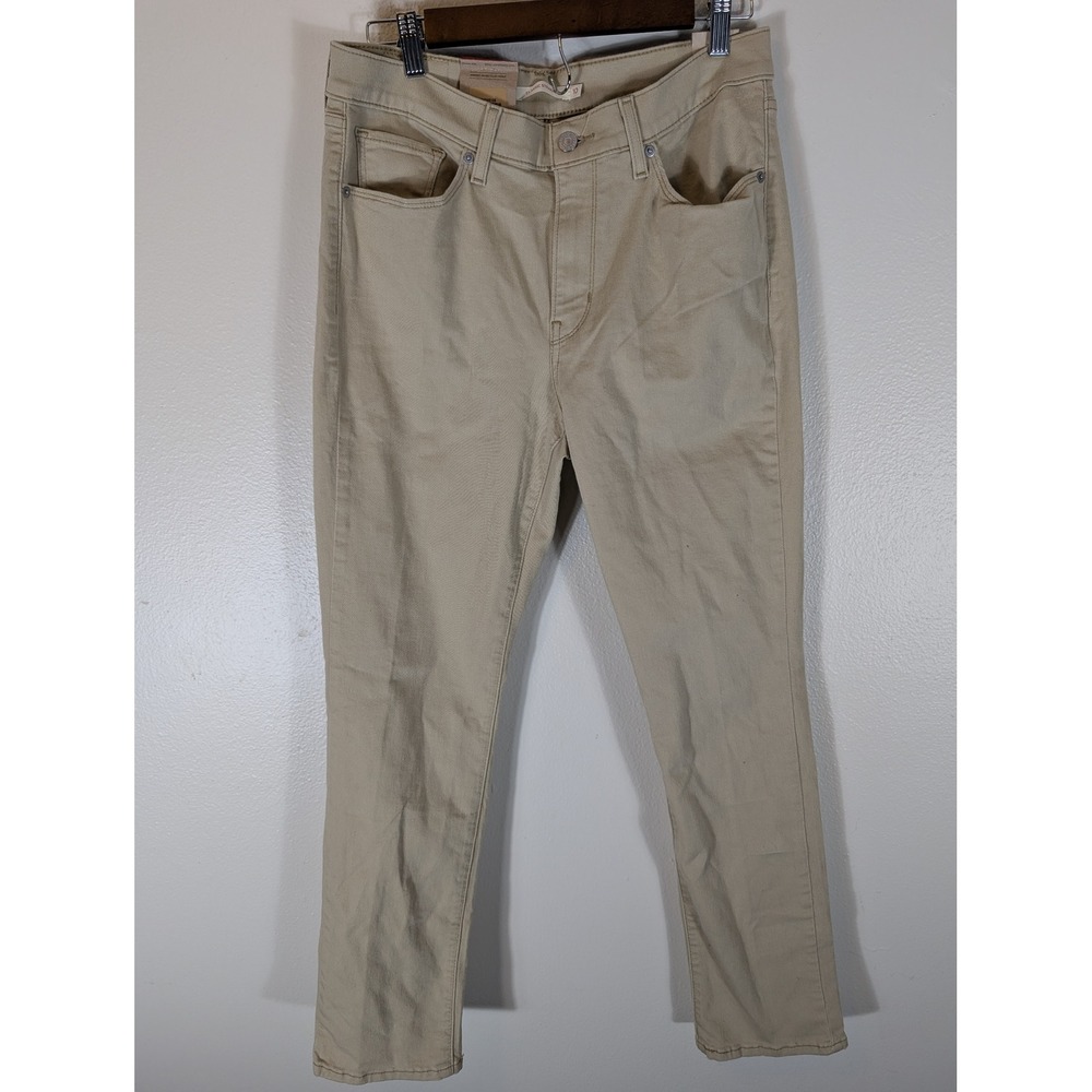 Levis Classic Straight Jeans Womens 10 M Tan Khaki Mid Rise Stretch Denim New